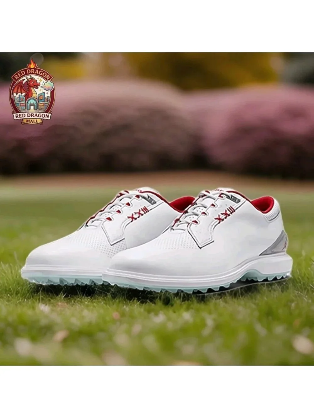 Nike Air Jordan ADG 5 White Fire Red Spikeless Golf Shoes FQ6642-101 - Men's 9.5